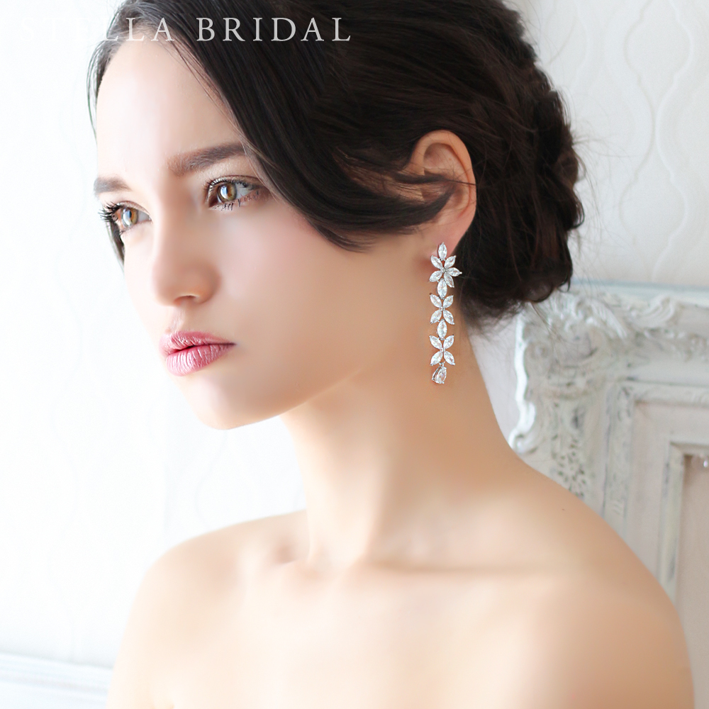 受注生産品 キュービックジルコニア ブライダルイヤリング ピアス Angelica アンジェリカ Stella Bridal オシャレ花嫁さま御用達ウェディングアクセサリーショップ ステラブライダル