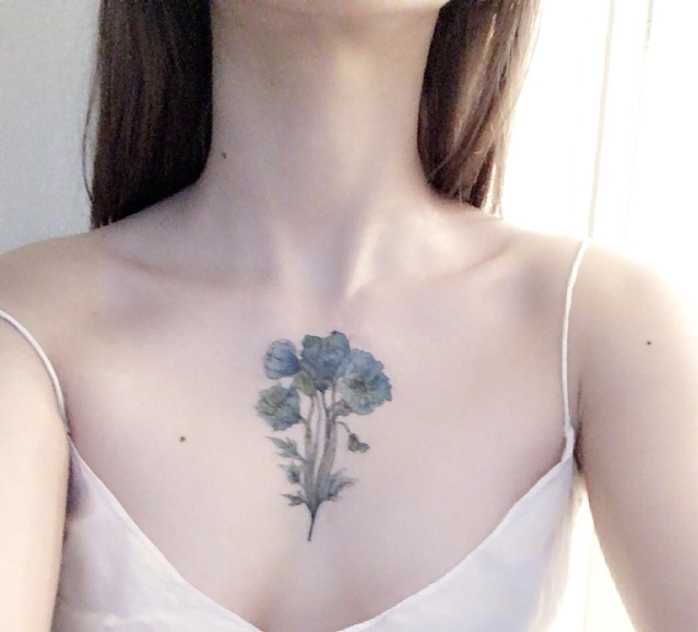 青いポピーのタトゥーシール Planetplant