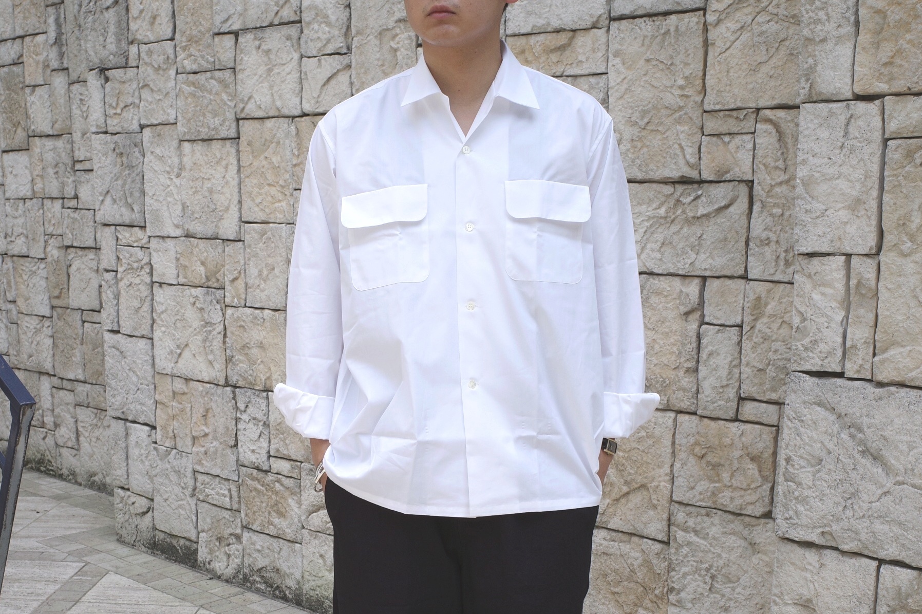 Sans Limite サンリミット 定番ボックス大開襟 White Signs