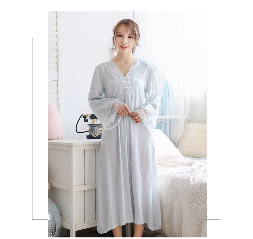 部屋着 レディース ルームウェア 寝巻き ワンピース パジャマ ナイトウェア 中華服 M L Ll グレーブルー ピンク Elegant