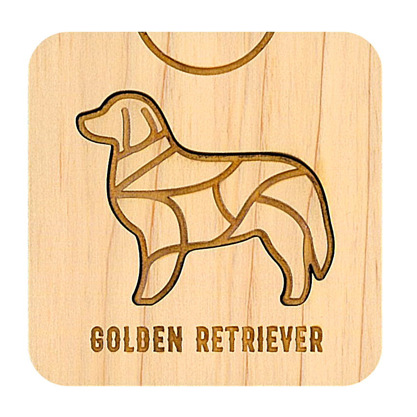 ゴールデンレトリバー Deco板 1個 マグネット ピンバッジ 犬雑貨 ひのき 木 贈り物 プレゼント Enjoy Zacca Ribrave