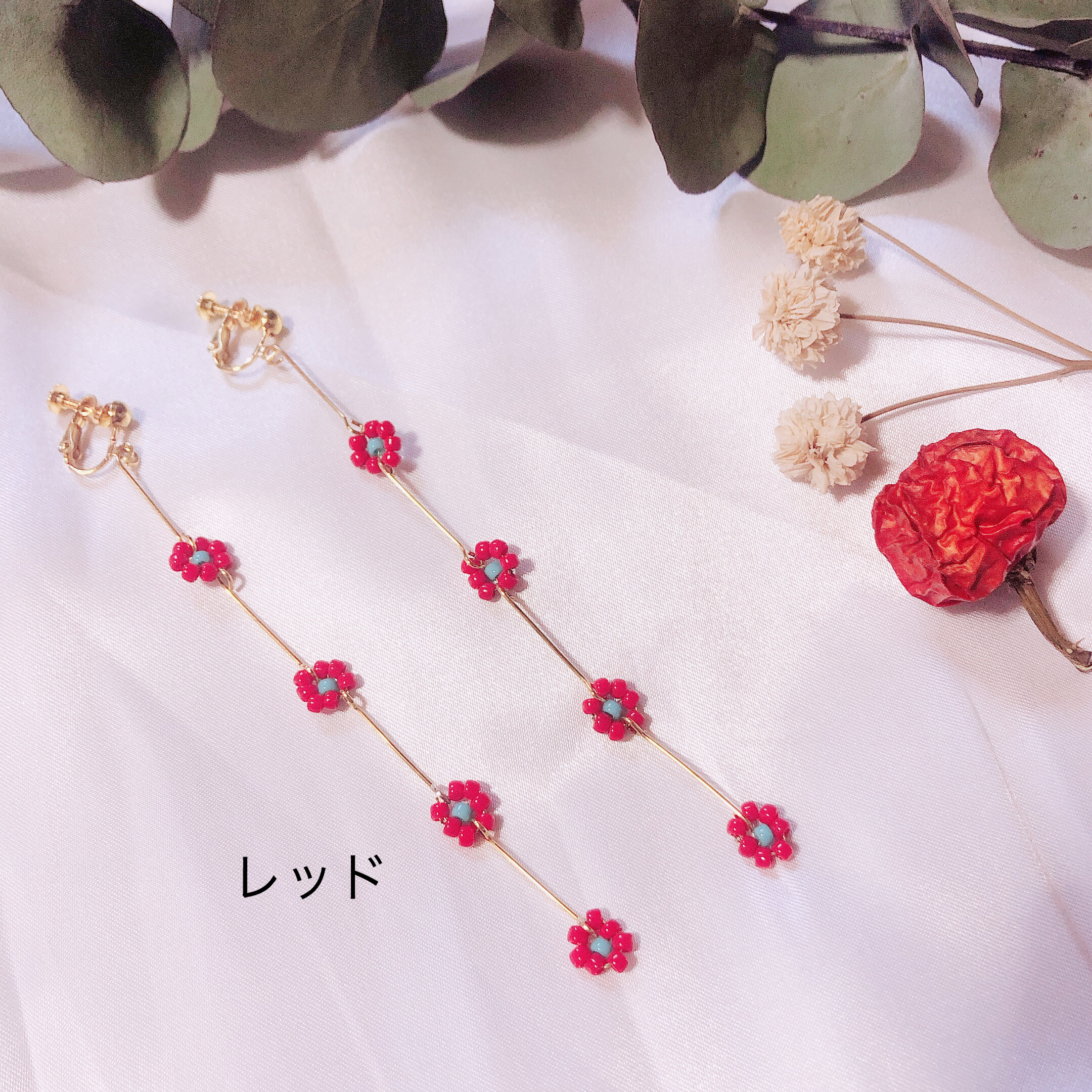 Rika Matsuda ビーズお花のふんわり ピアス イヤリング エドマッチョ Art Shop