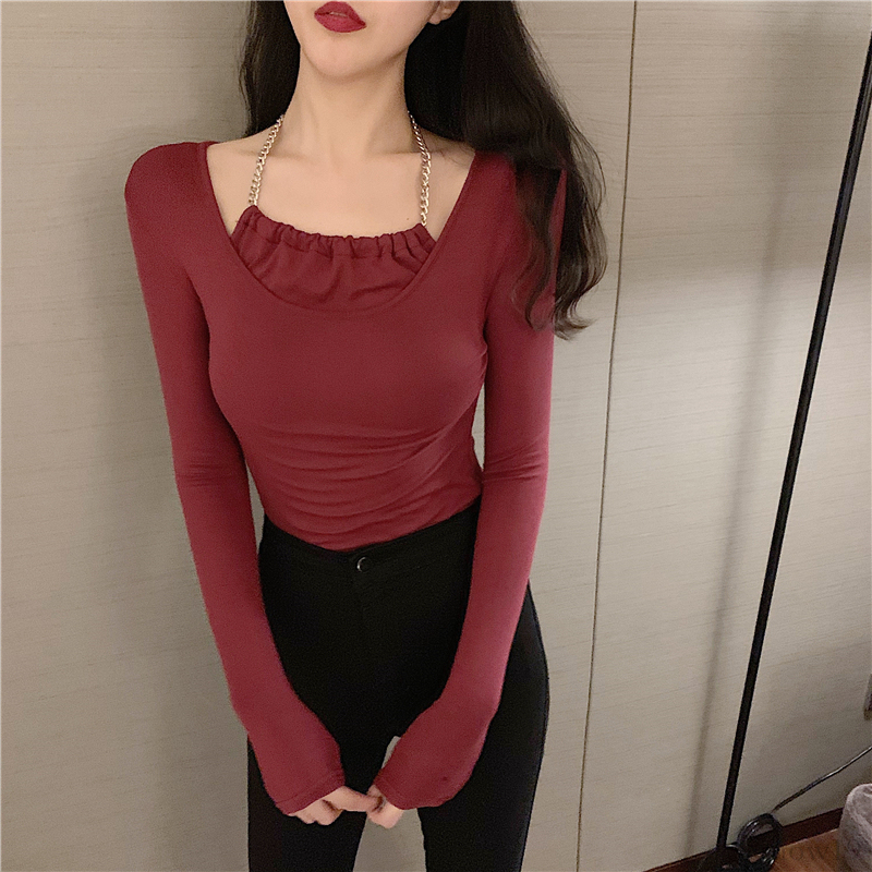 トップス セクシー合わせやすいスリムワンピース重ね着風ホルターネックtシャツ Show19 Com ファションを追いつきレディースアパレル通販サイト