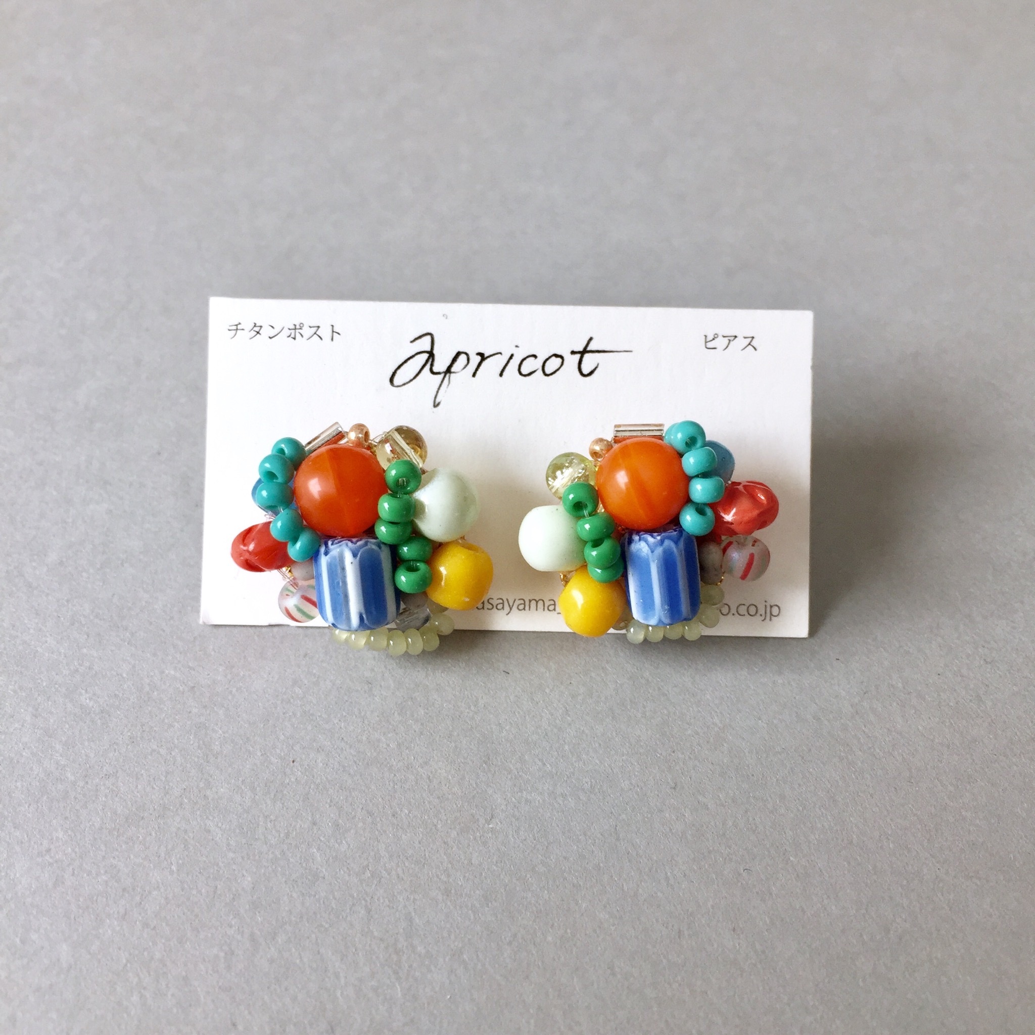 ビーズピアス 29 オレンジxブルー ハンドメイドピアス Apricot Apricot