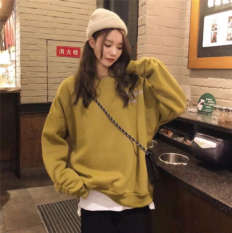 翌営業日発送 袖ギャザー裏起毛プルオーバー トレーナー 暖かい かわいい 人気 レディース 安い 韓国ファッション 7 Sinsakumall