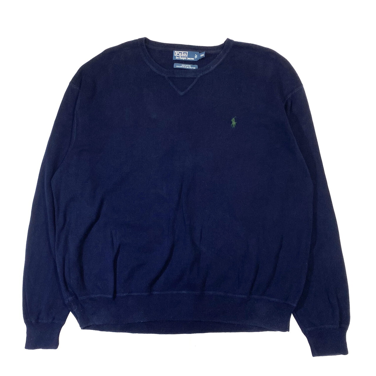 ビッグサイズ Polo By Ralph Lauren ポロバイラルフローレン クルーネック コットンニットセーター スウェット ネイビー メンズxxl 古着 ニットセーター Cave 古着屋 公式 古着通販サイト