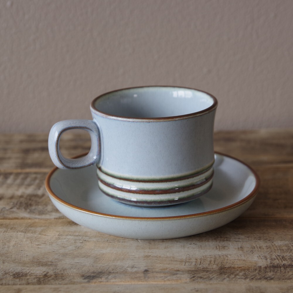 デンビー Denby フィヨルド Fjord グレー シンプルモダン コーヒーカップ ソーサー 0804 1 3 イギリス ビンテージ 食器 陶器 レトロ Flohmarkt フローマルクト