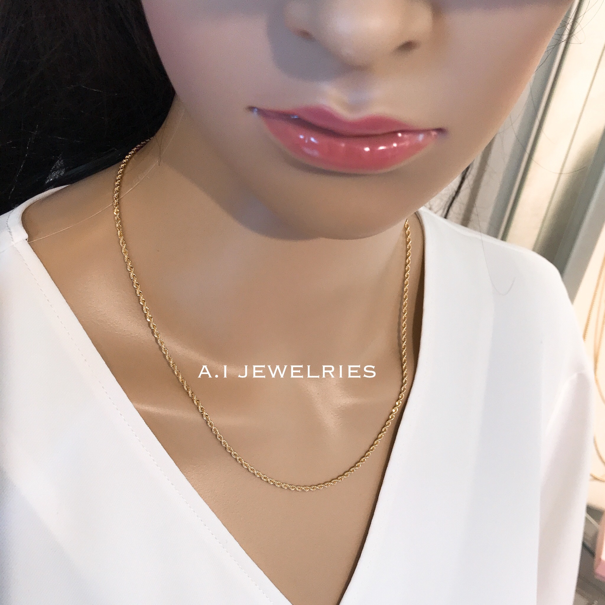 K18 18金 ロープ 45cm ネックレス 男女兼用 サイズ メンズ レディース Necklace チェーン A I Jewelries エイアイジュエリーズ