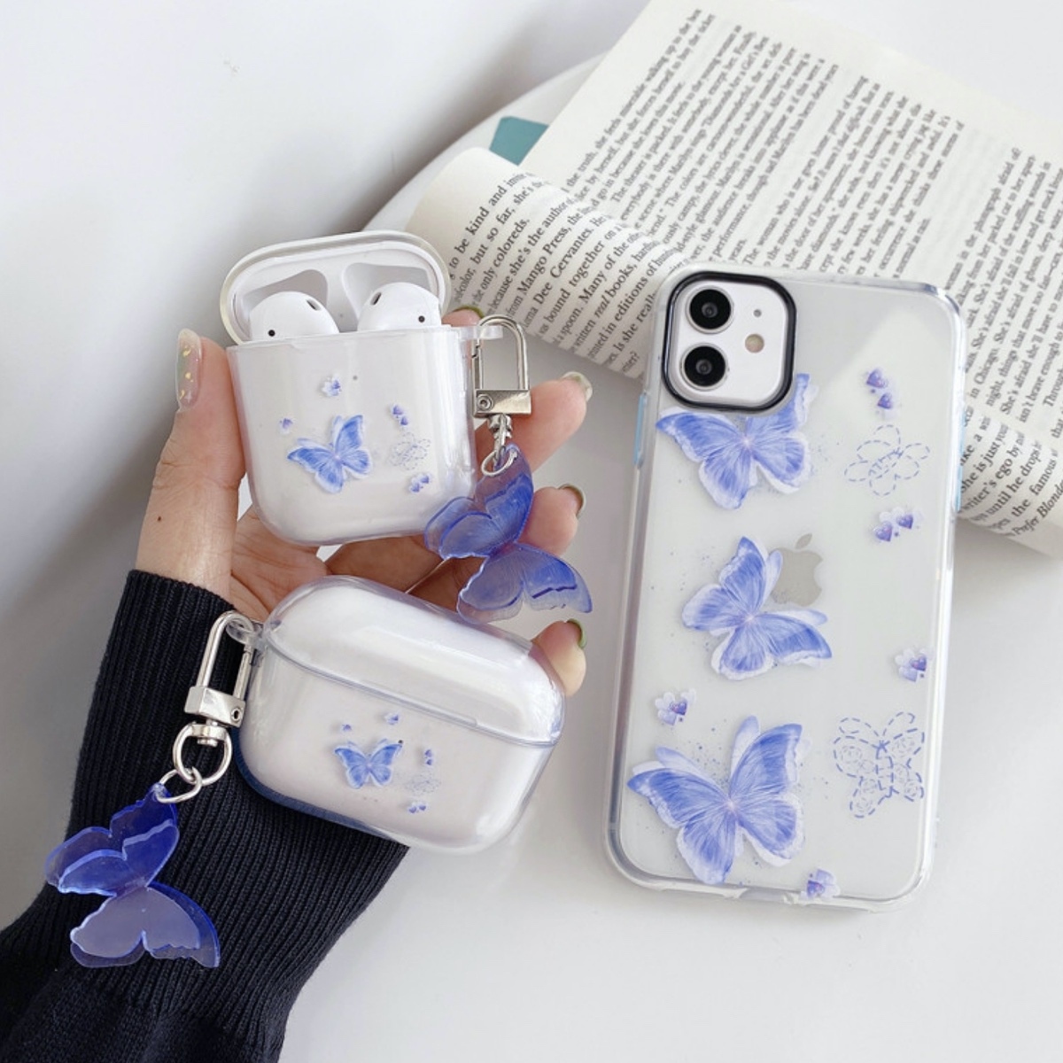 Airpods Airpodspro ケース 韓国 蝶々クリアケース クリア 透明 エアポッズ エアポッド プロ カバー チャーム付き かわいい 大人 可愛い お洒落 イヤホンケース セレクトショップオンリーユー