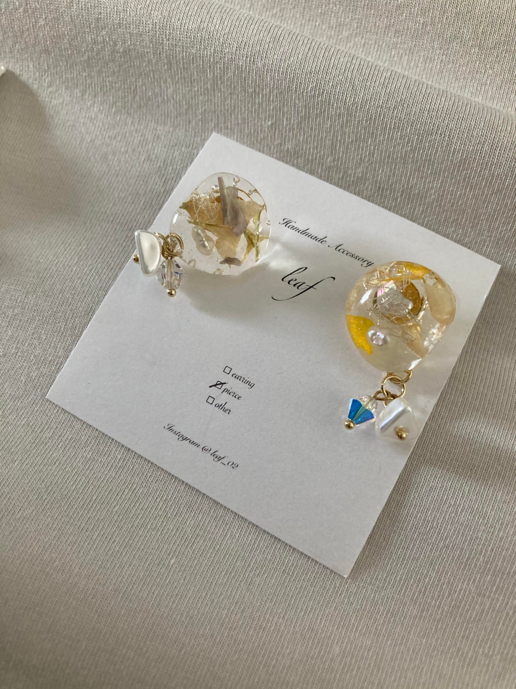 Clearころころ ミニパールとスワロフスキーのゆらゆらピアス 町田ルミネ Cara Handmade