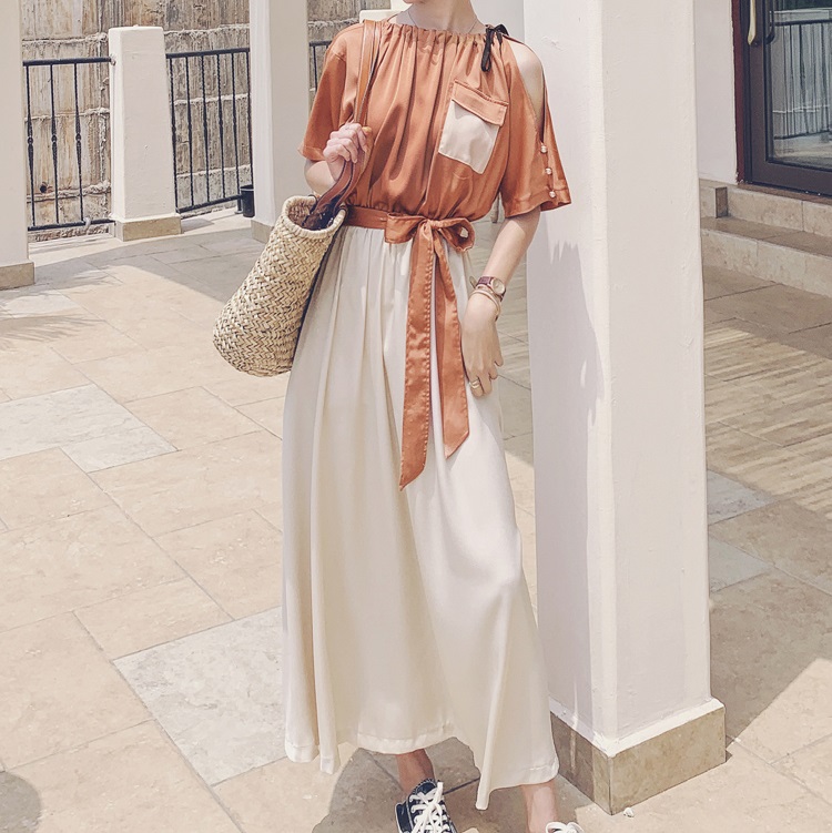 ギャザーネックツートンワンピース ２色 Club Zanetty