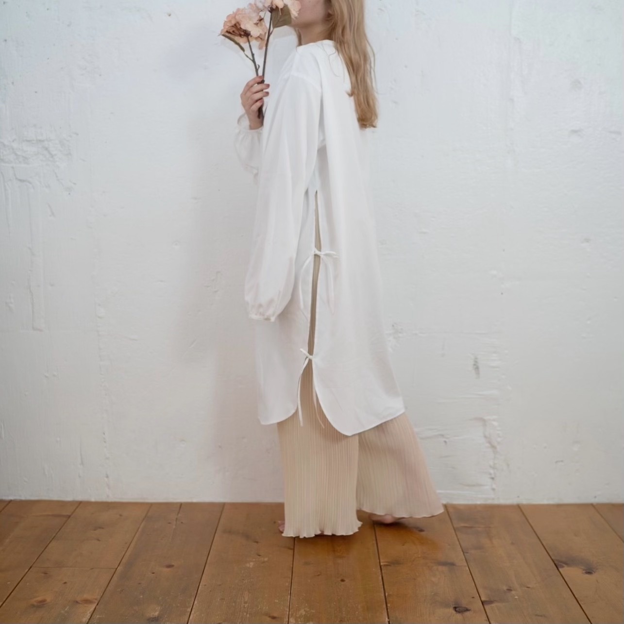 Slit shirt one piece