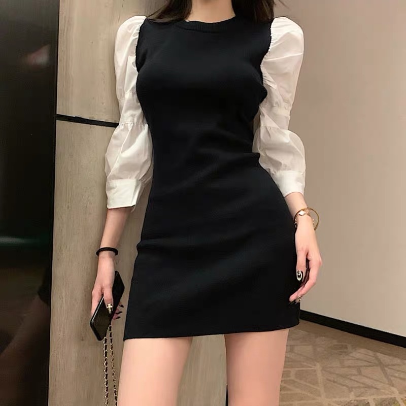袖切替blackパフスリーブワンピ Selectshop Lumignon