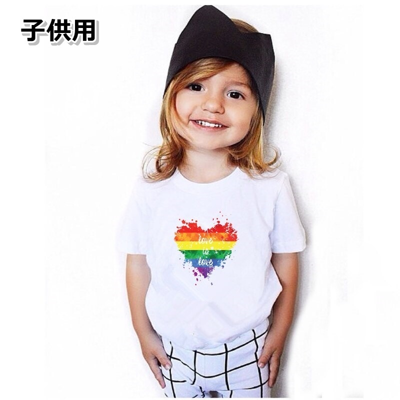 子供服 親子コーデ Tシャツ ロンパース 女の子 男の子 レディース キッズ ベビー ママ レインボー 虹 ハート リンクコーデ ホワイト コットン 50 130cm S 3xl R64 海外子供服専門通販サイト リーファ