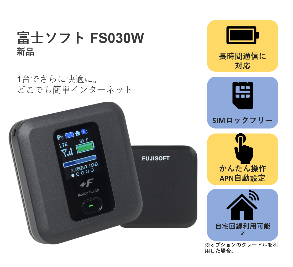 富士ソフトwifiルーター 新品 Fs030w Simフリー H I S Mobile株式会社
