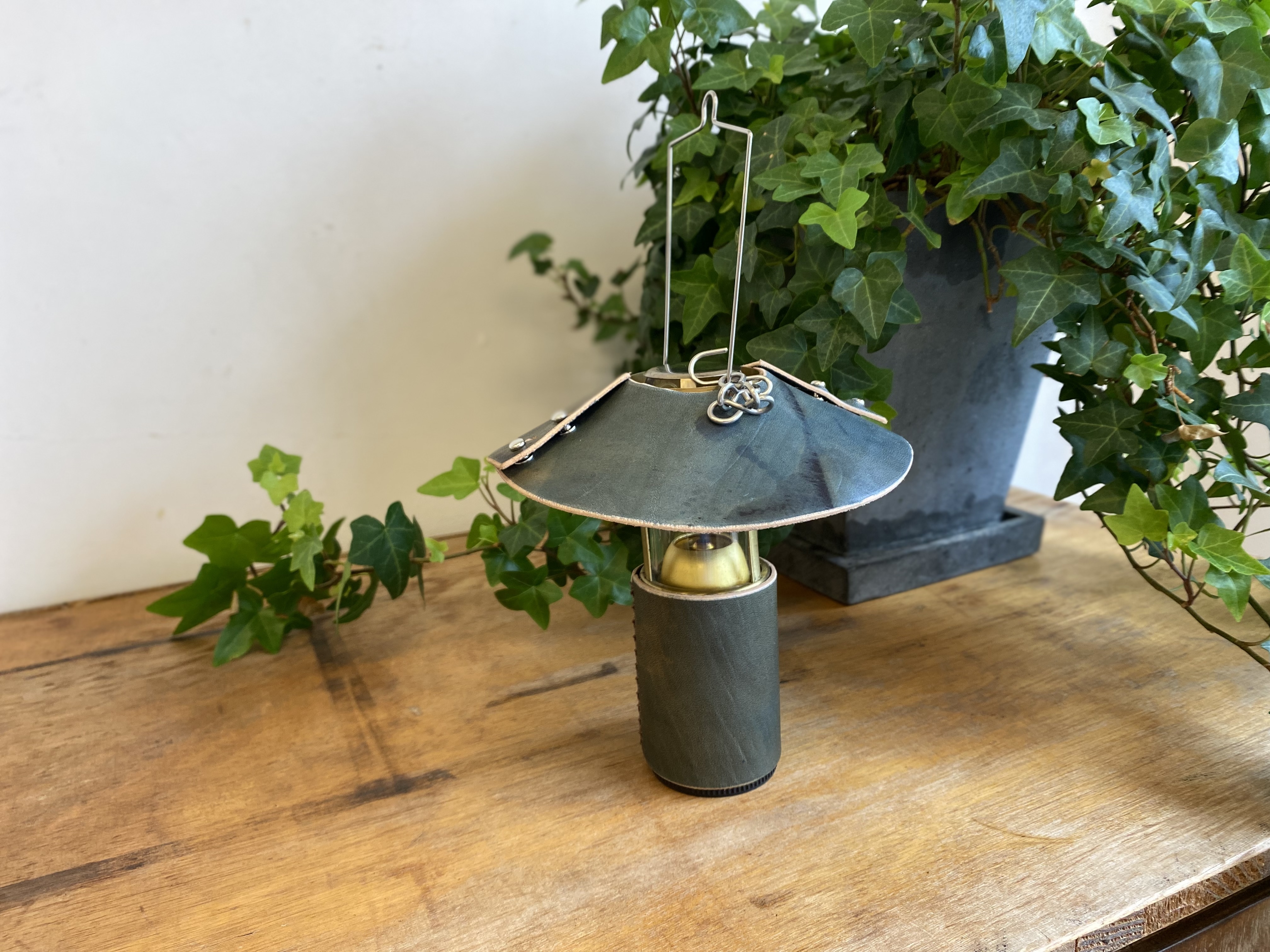 Ucoランタン カバーと傘 New Design Color Japanblue 藍染めレザー Okajirii