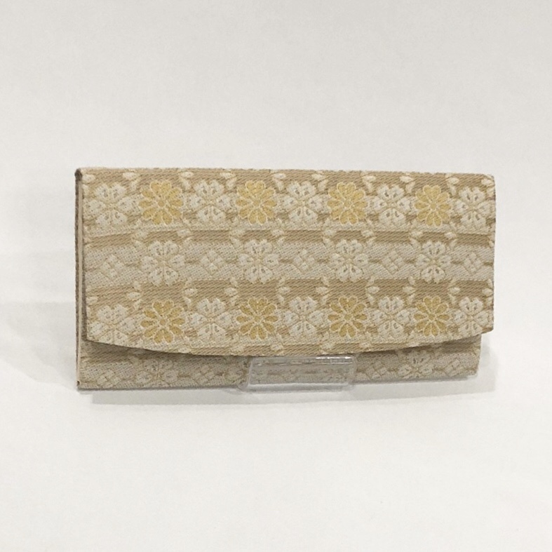 簡易財布 西陣織 桜と菊柄 蓄光紙 京都の伝統工芸を用いた着物や帯生地で製作したグッズブランドaturae あつらえ 京都のネットショップです