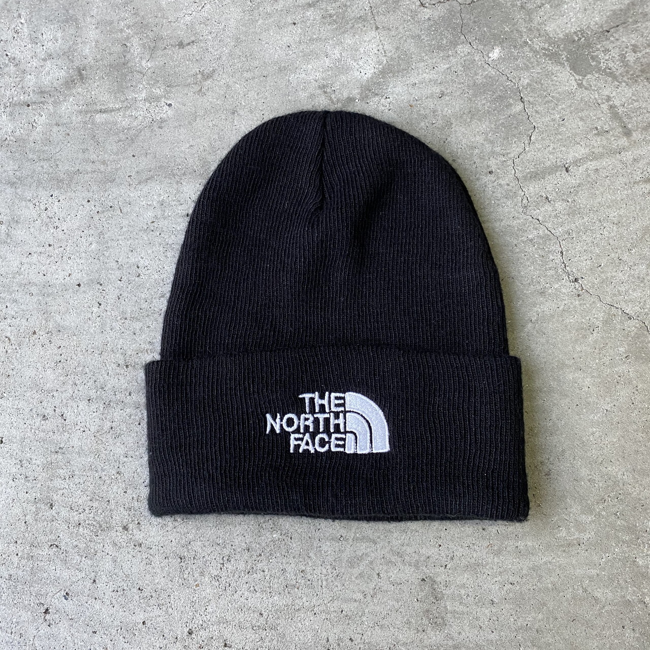 The North Face ザ ノースフェイス ロゴ 刺繍 ニットキャップ メンズ レディース 古着 ブラック 黒 ビーニー ニット帽 帽子 Cave 古着屋 公式 古着通販サイト