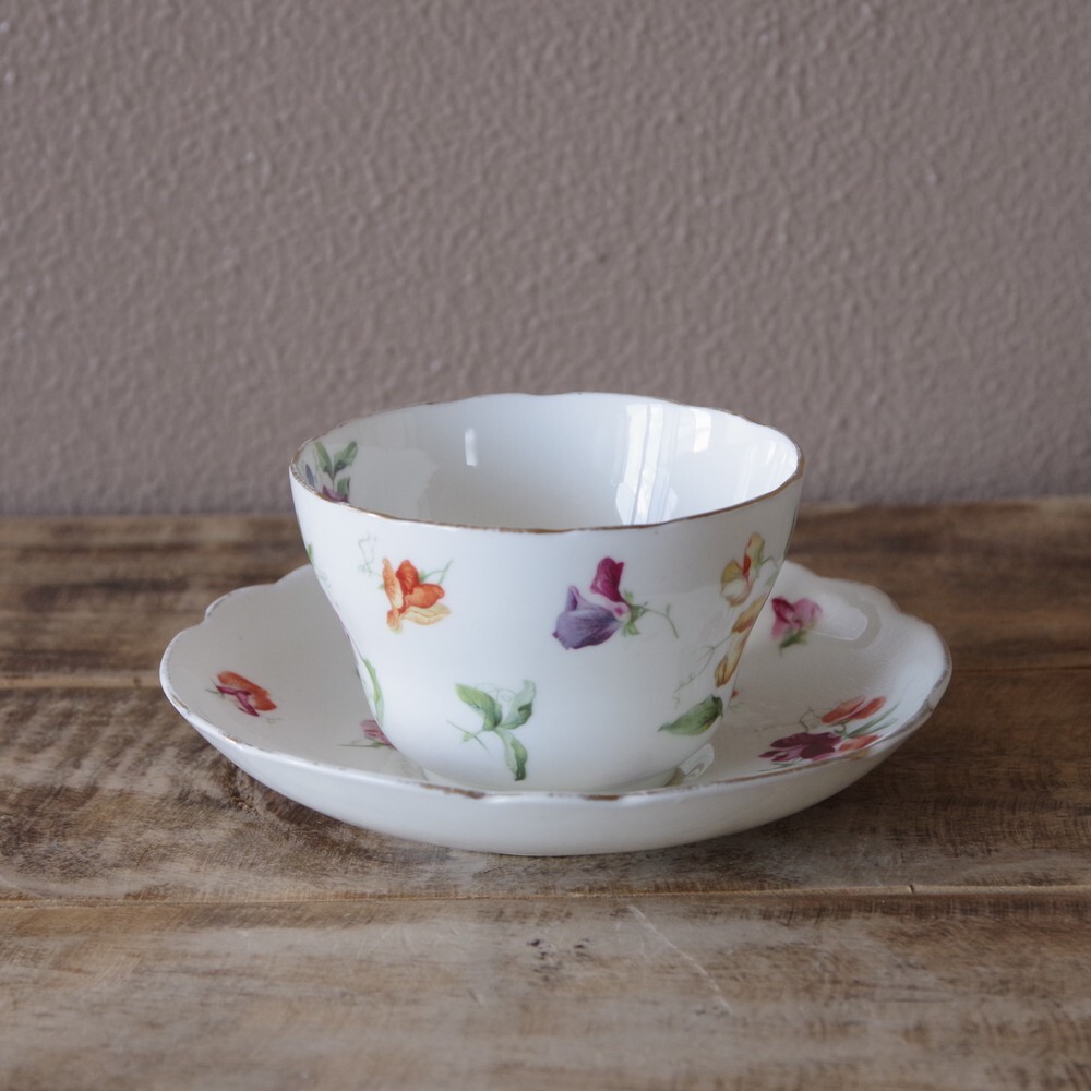 イギリス アンティーク 食器 ハマースレイ スイトピー 花柄 ティーカップ ソーサー 1111 4 Hammersley Sweet Pea ヴィンテージ 陶器 レトロ かわいい Flohmarkt フローマルクト