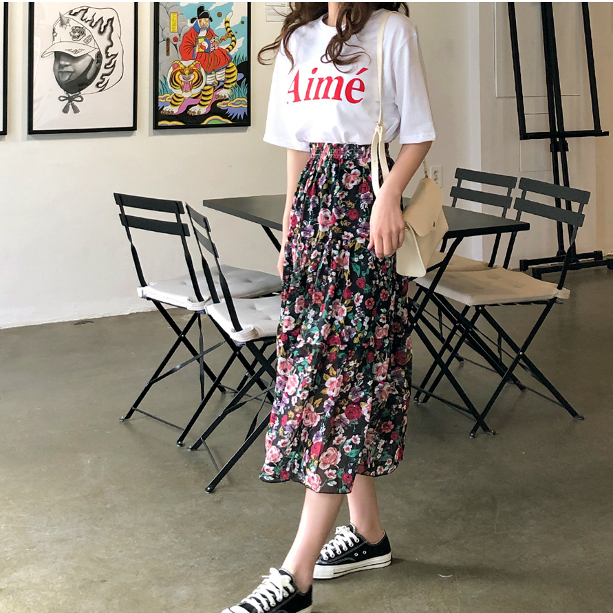 Tシャツ 花柄スカート セットアップ S462 Canalmellow