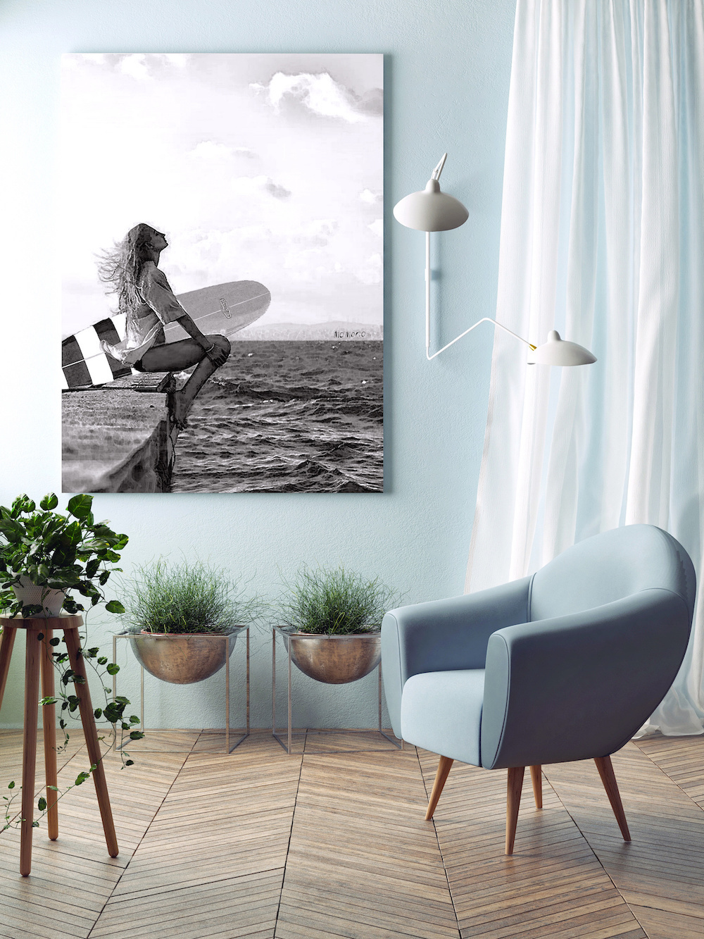 サーフガール 海 サーフォン おしゃれアート P10 Pサイズ Momoco Make Sense Art Gallery