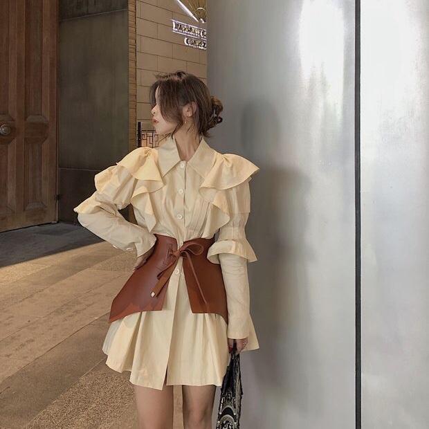 オルチャンファッション 韓国レディースファッション Ah08 コルセットベルト フリル ワンピース セットアップ 流行オルチャンファッション 人気のプチプラ韓国レディースファッション新作通販 Aliceholly