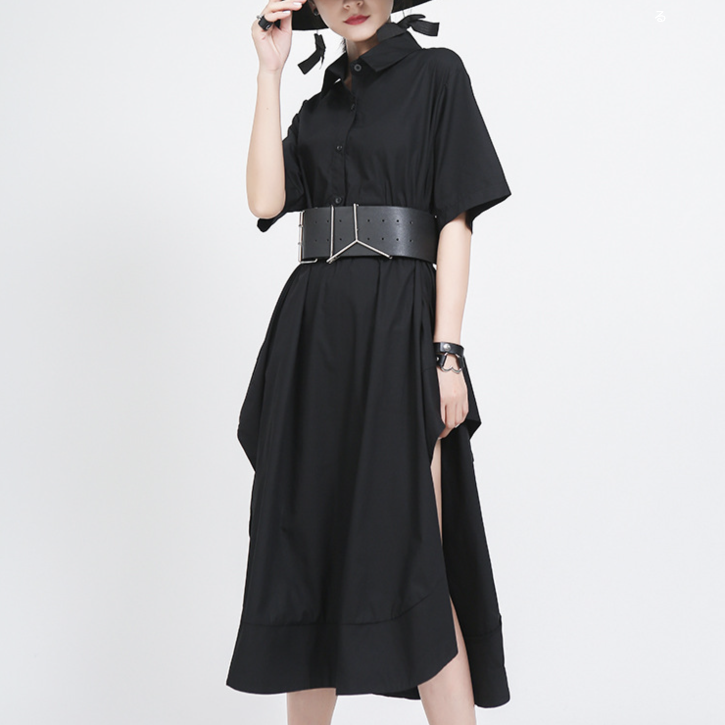 Dark Illuminate サイドスリット シャツワンピース 半袖 お洒落 Dark Illuminate