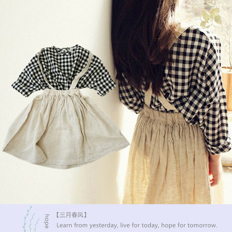 韓国子供服 女の子セットアップ 子供服 ナチュラル ギンガムチェック キッズ ひざ丈 9分袖 チェックシャツ ワンピース スカート ベストセットアップ 送料無料 韓国レディース キッズファッション Londonbridge ロンドンブリッジ