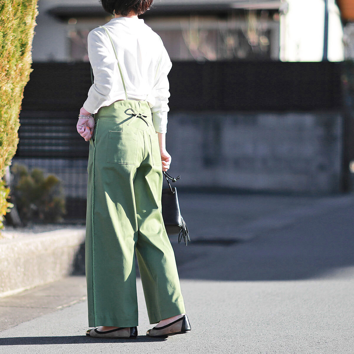 Srieee シュリ ストレッチツイル サスペンダー ワイドパンツ Planino