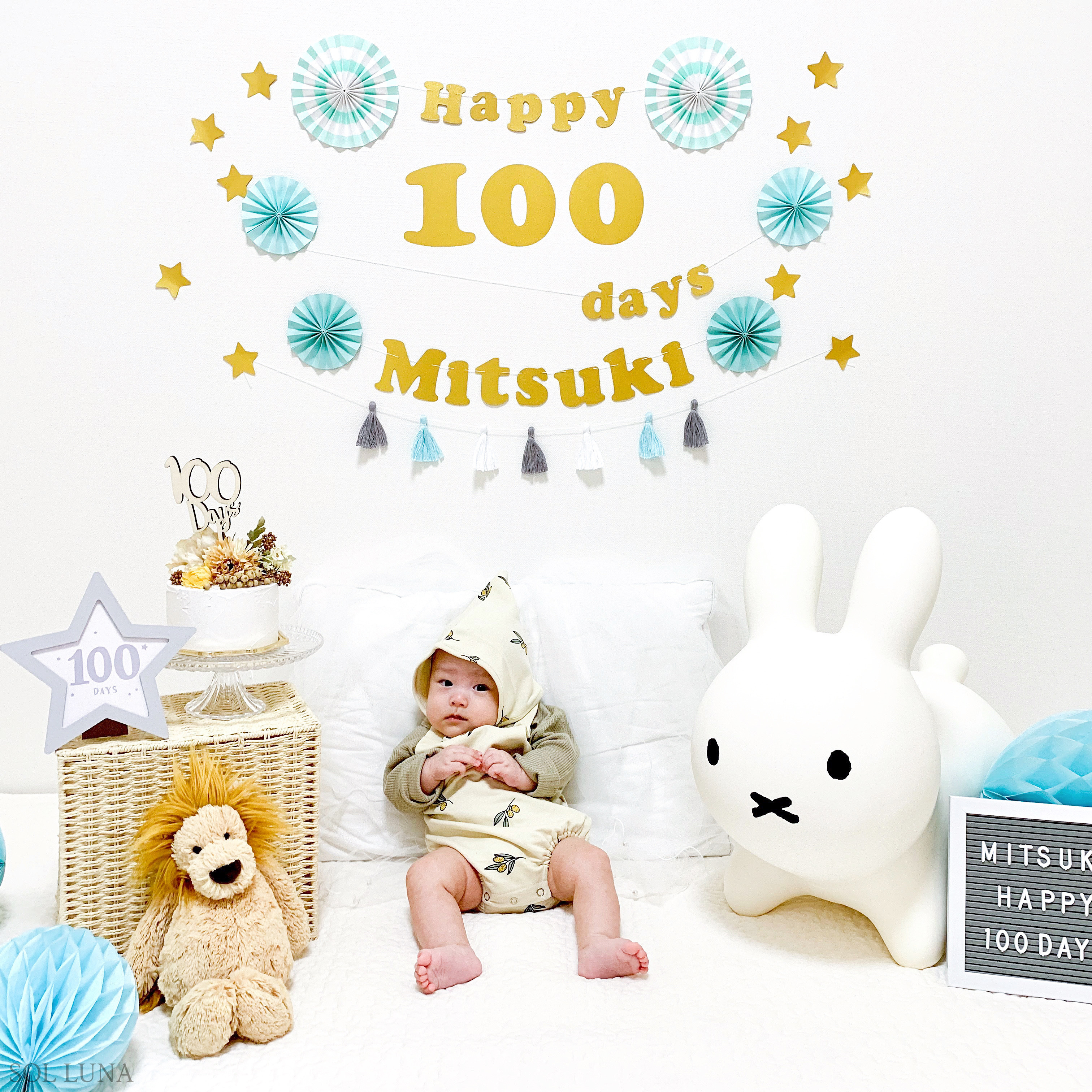 全7カラー ペーパーファン 100日祝い用バースデーキット 丸文字ガーランド 誕生日 飾り付け 飾り ガーランド 風船 Sol Luna 誕生日 結婚式の飾り付け デコレーションアイテム専門店