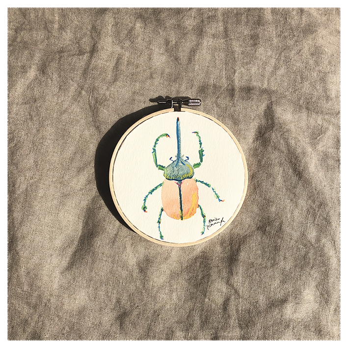 カマダマミコ 刺繍枠イラスト原画 Beetle ｓサイズ Sunsun
