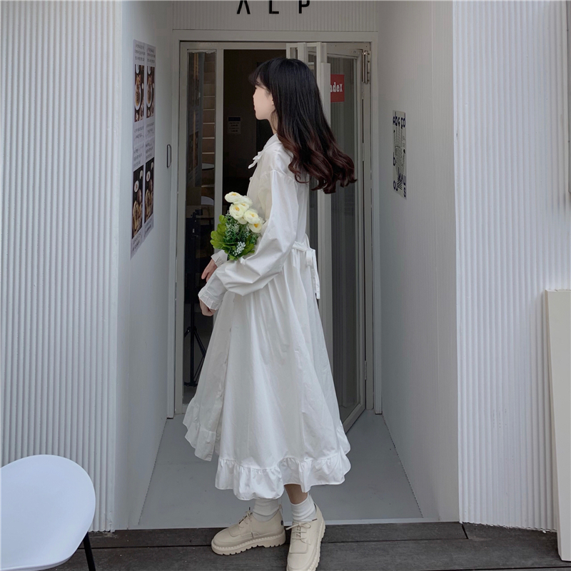 フリルたっぷり ガーリーワンピース ロングワンピース フリルワンピース フリル長袖ワンピース ｒ３９８ Rumina Select Shop