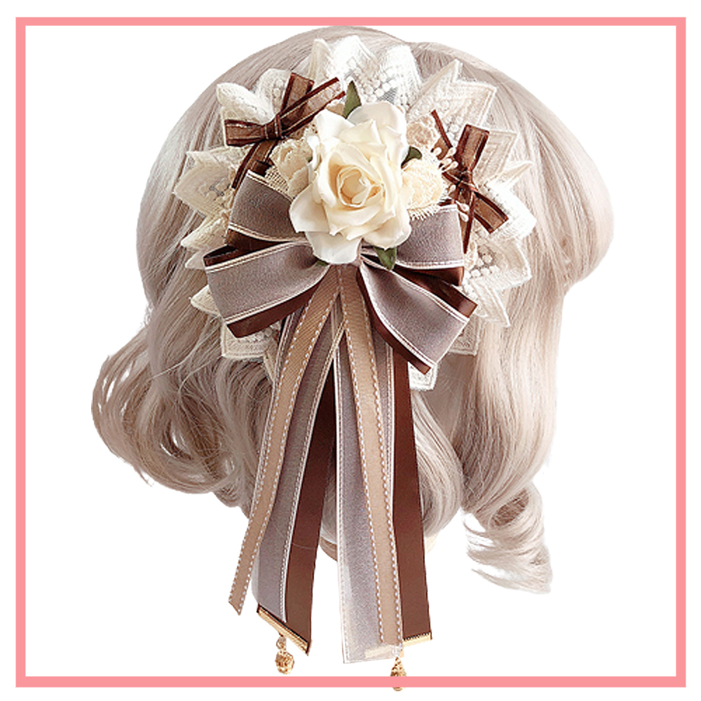 ロリィタレースフラワーゴージャスモデル髪飾り Black Lotus