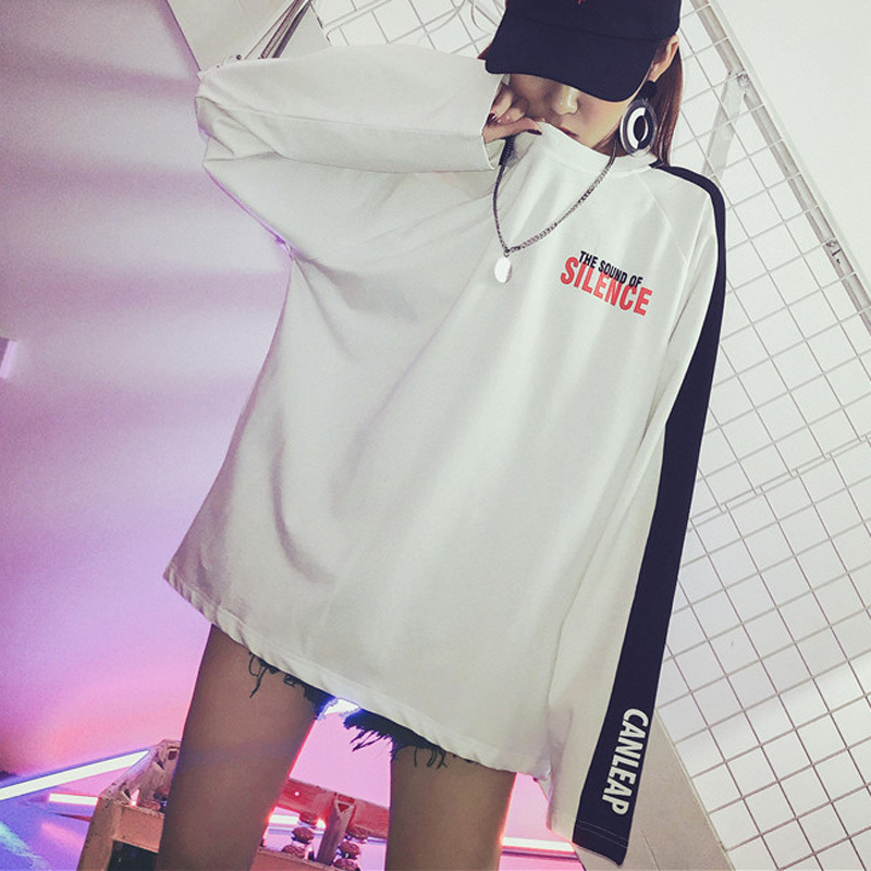 Tシャツ トップス 原宿系 韓国 ダンス衣装 個性 派手 カットソー 長袖 ブラック ホワイト M L Ll Modocat