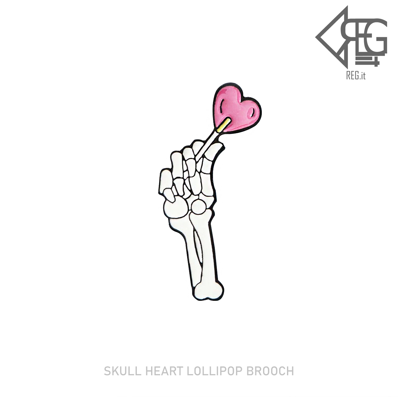 即納 Skull Heart Lollipop Brooch 韓国ファッション ピンズ ピンバッジ アクセサリー ユニークピンバッジ かわいいピンバッジ 個性的なピンバッジ Regit