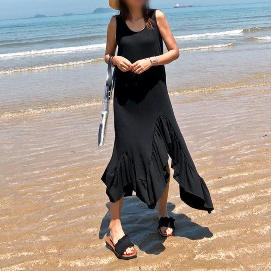 Y 9 アシメトリーaフリルロングワンピース 718 Cittaa チッタ 韓国レディースファッション通販