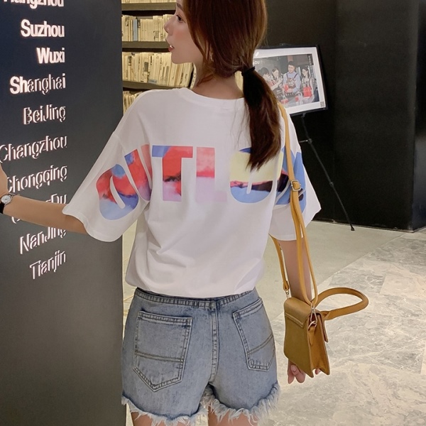 Tシャツ レディース プリント ロゴ 韓国 ファッション トップス 半袖 バックプリント ロゴ オーバーサイズ ｔシャツ 夏 レディース カジュアル ストリート トップス スポ ツ ビッグシルエット おしゃれ 人気 ビッグロゴ 白 黒 Tシャツ レインボー Vestito