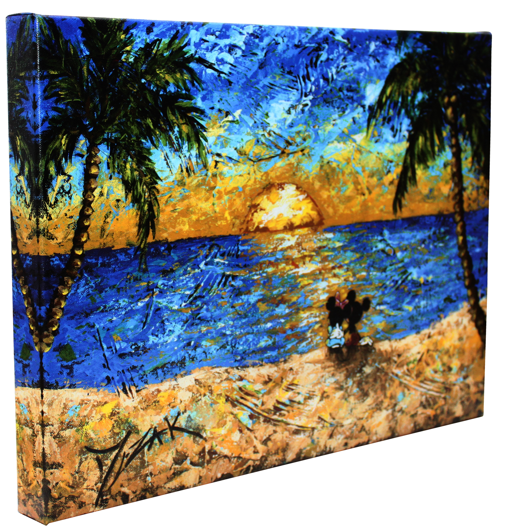 ディズニー絵画 ミッキー ミニー サンセット 作品証明書 展示用フック付 限定1500部キャンバスジークレ ディズニー絵画 ポスター