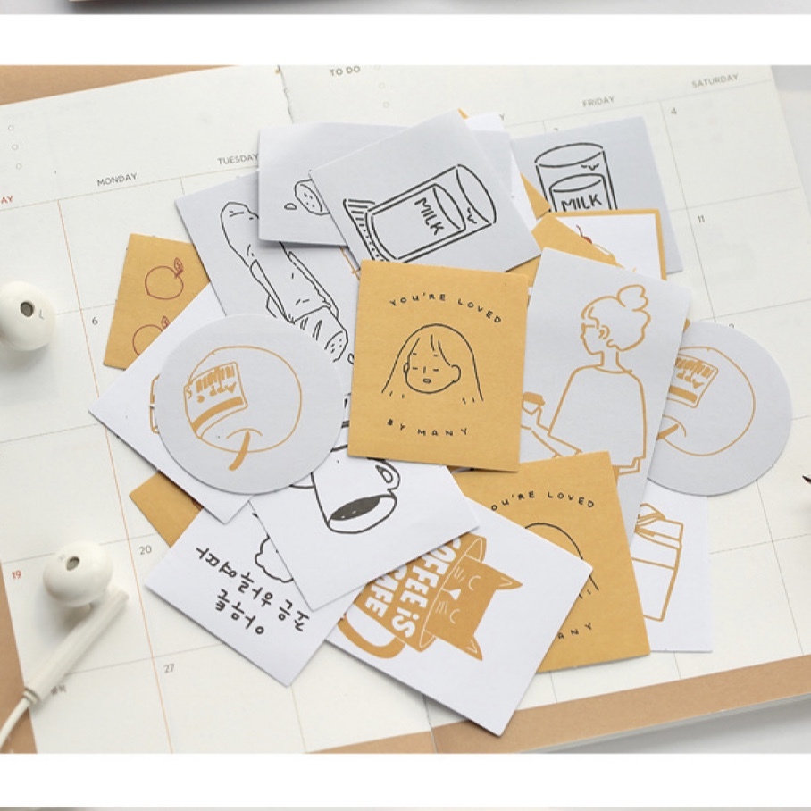 アートステッカー 韓国デザインイラストステッカー シール スケジュール帳 手帳 日記 無印 韓国雑貨 韓国 韓国デザイン Nuance You 韓国インテリア 韓国ファッション 北欧インテリア 海外インポート品 通販shop