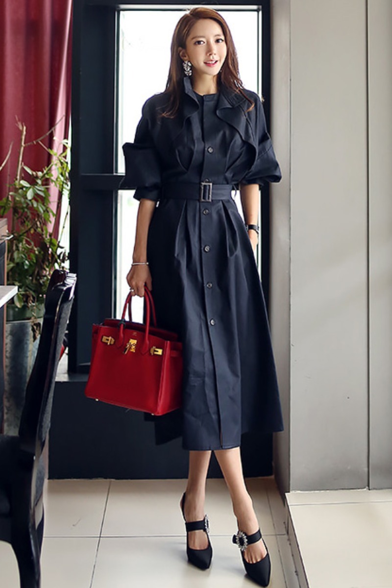 ２wayトレンチ風コートワンピース フリルのようなドレープがかわいい コートとしても着られる Graces By Yuu