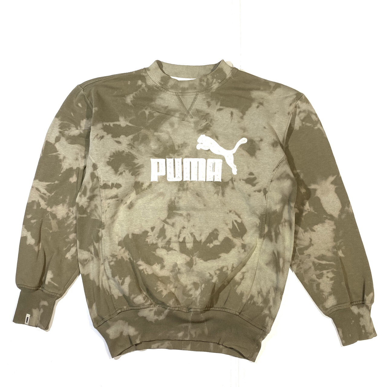 トルコ製 Puma プーマ タイダイ柄 フロントビッグロゴ プルオーバー スウェットシャツ トレーナー ベージュ メンズm 古着 スウェット Cave 古着屋 公式 古着通販サイト