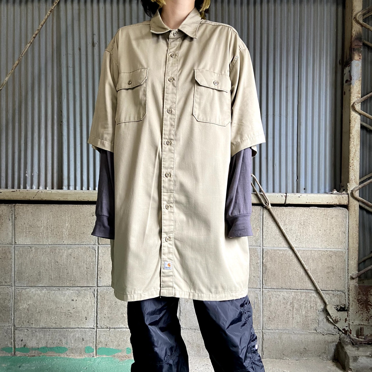 ビッグサイズ Carhartt カーハート 半袖ワークシャツ メンズxxl 古着 ベージュ 大きいサイズ 半袖シャツ Cave 古着屋 公式 古着通販サイト