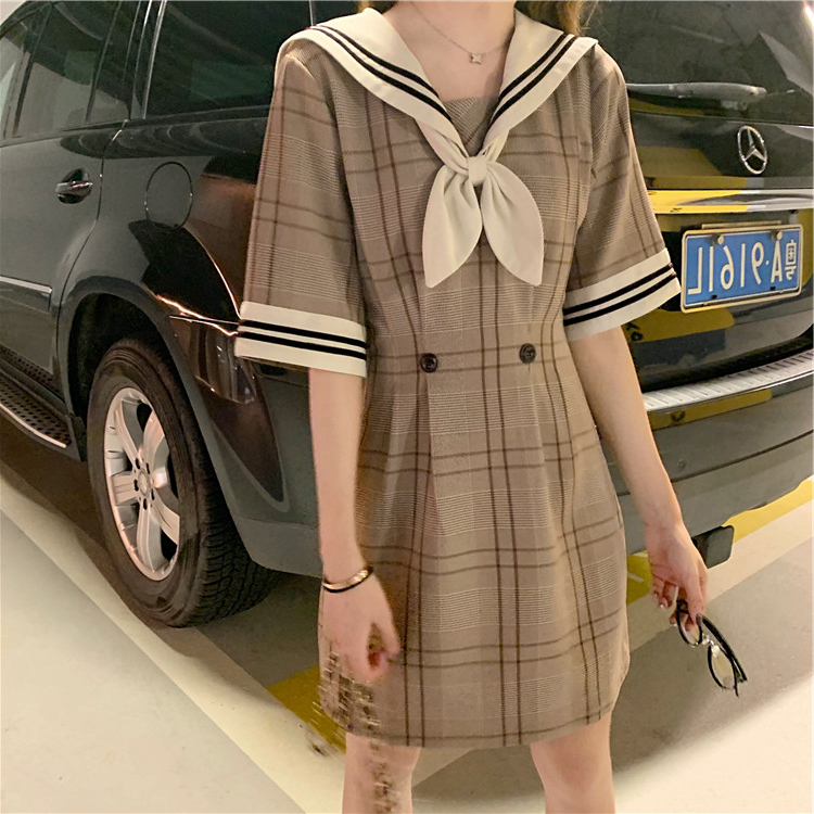 レトロチェックが可愛い リボン セーラー服 セーラーワンピース コスプレ ｒ321 Rumina Select Shop