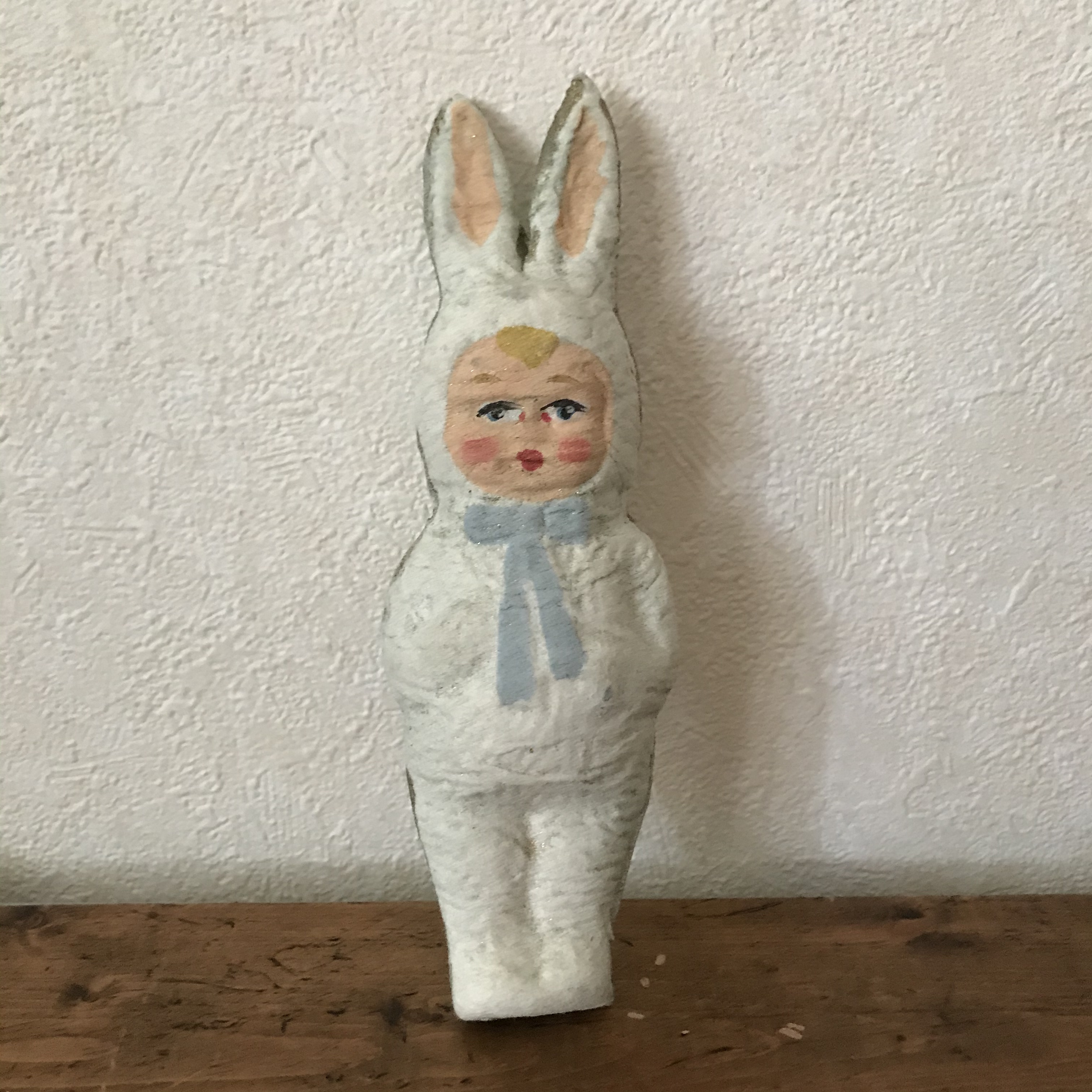 パピエマシェのうさぎのオーナメント ブルー Tsuitachi Craft Brocante
