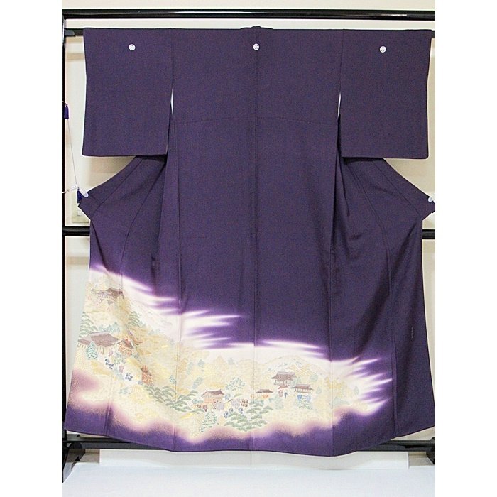 色留袖 正絹 比翼付 正絹 5つ紋付 京洛絵巻 寿光 156cm前後ベスト 超美品 お薦めです Kimono 庵