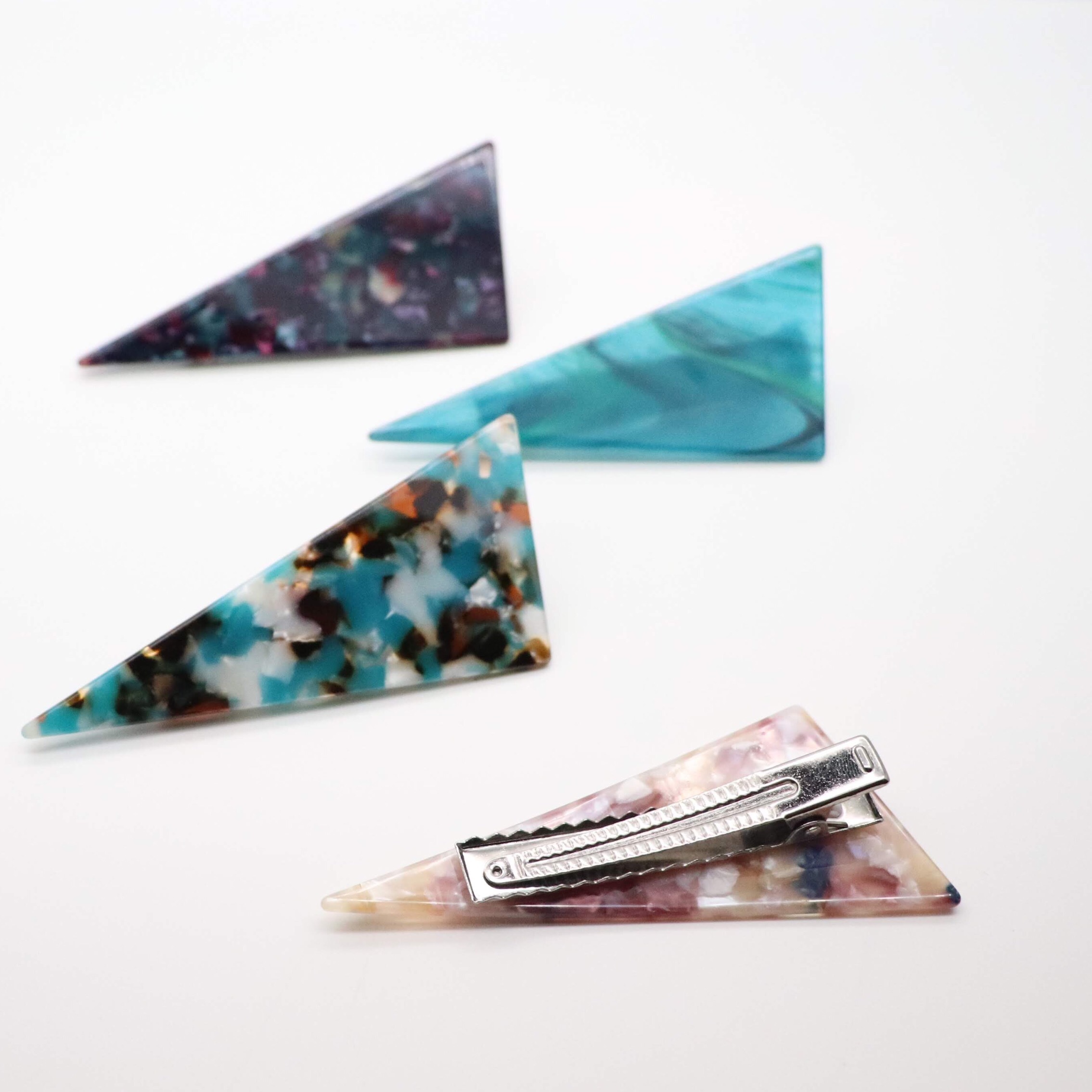 即納 4color マーブル 三角 ヘアクリップ 海外子供服 Sweetshop Pua