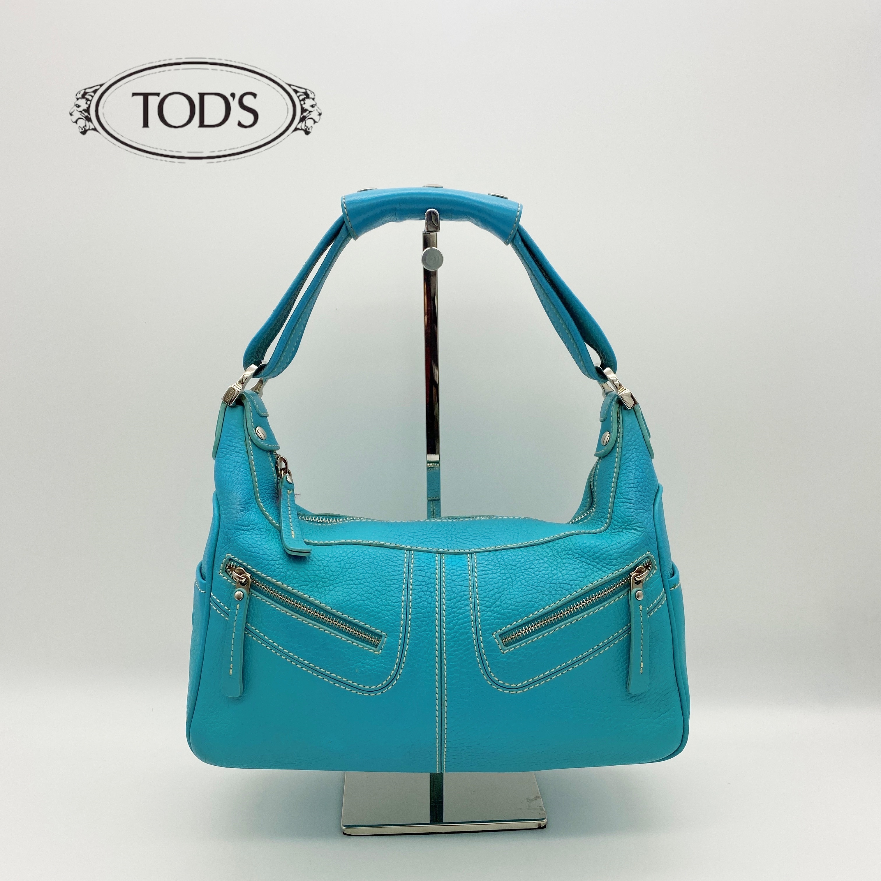 Tod S トッズ ミキー ショルダーバッグ レザー ターコイズブルー イイもの厳選本舗