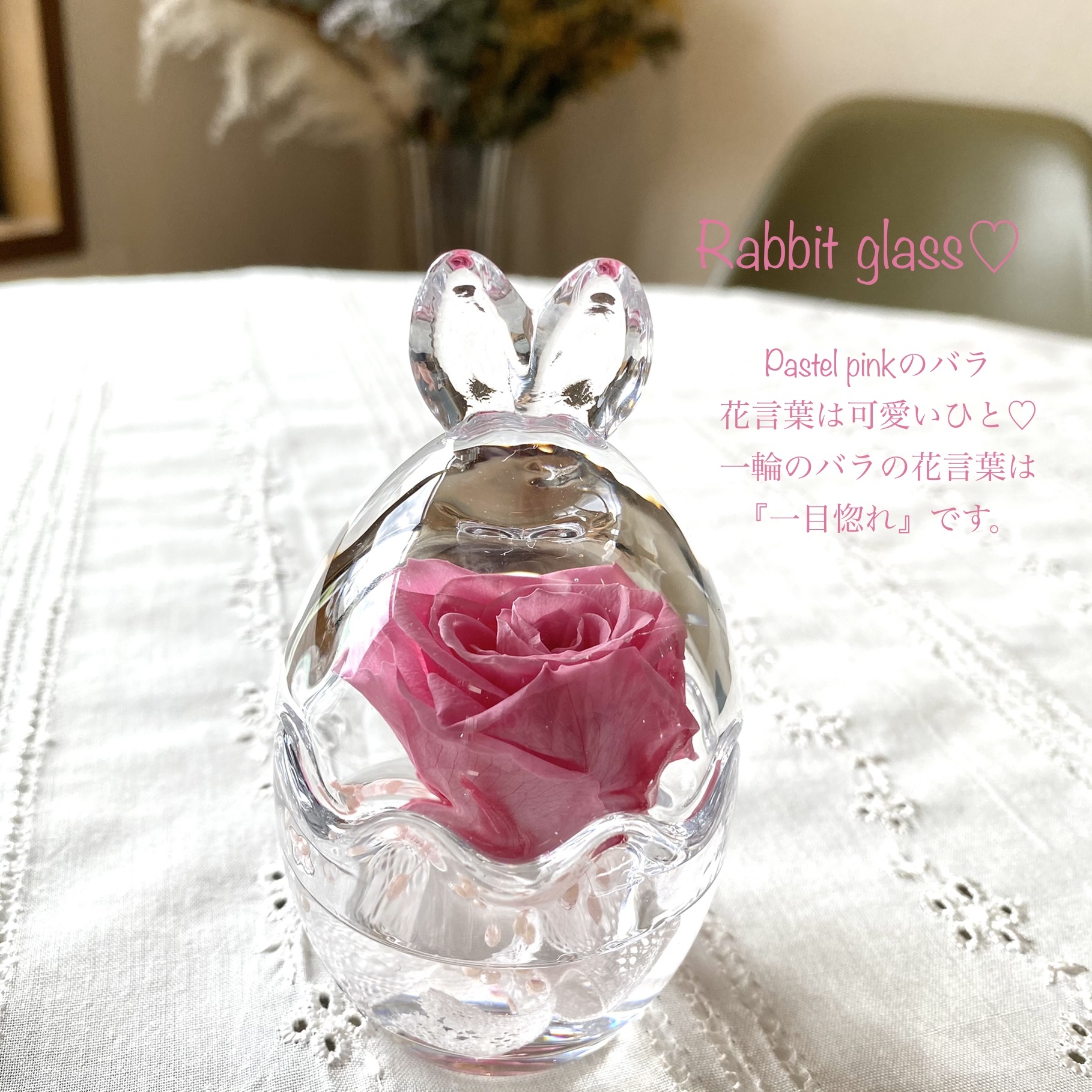 Rabbit Glass ピンクバラ 6 H10 Fav C Est Joli ファブセジョリ