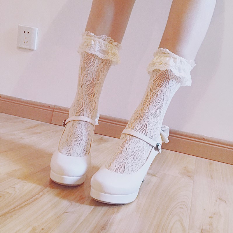 即納 フリル付きレース靴下 2色 Louis Lover