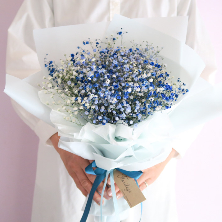 Blue Mix Baby S Breath Bouquet ブルーかすみそう花束 かすみ草 ドライフラワー Florilege